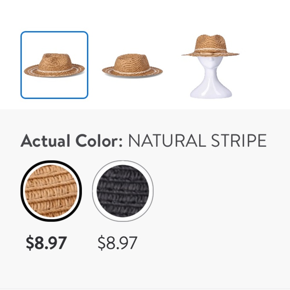 💕5/$15 Time and Tru Women’s Panama weave Straw Fedora in Beige NEW with … - Picture 4 of 4